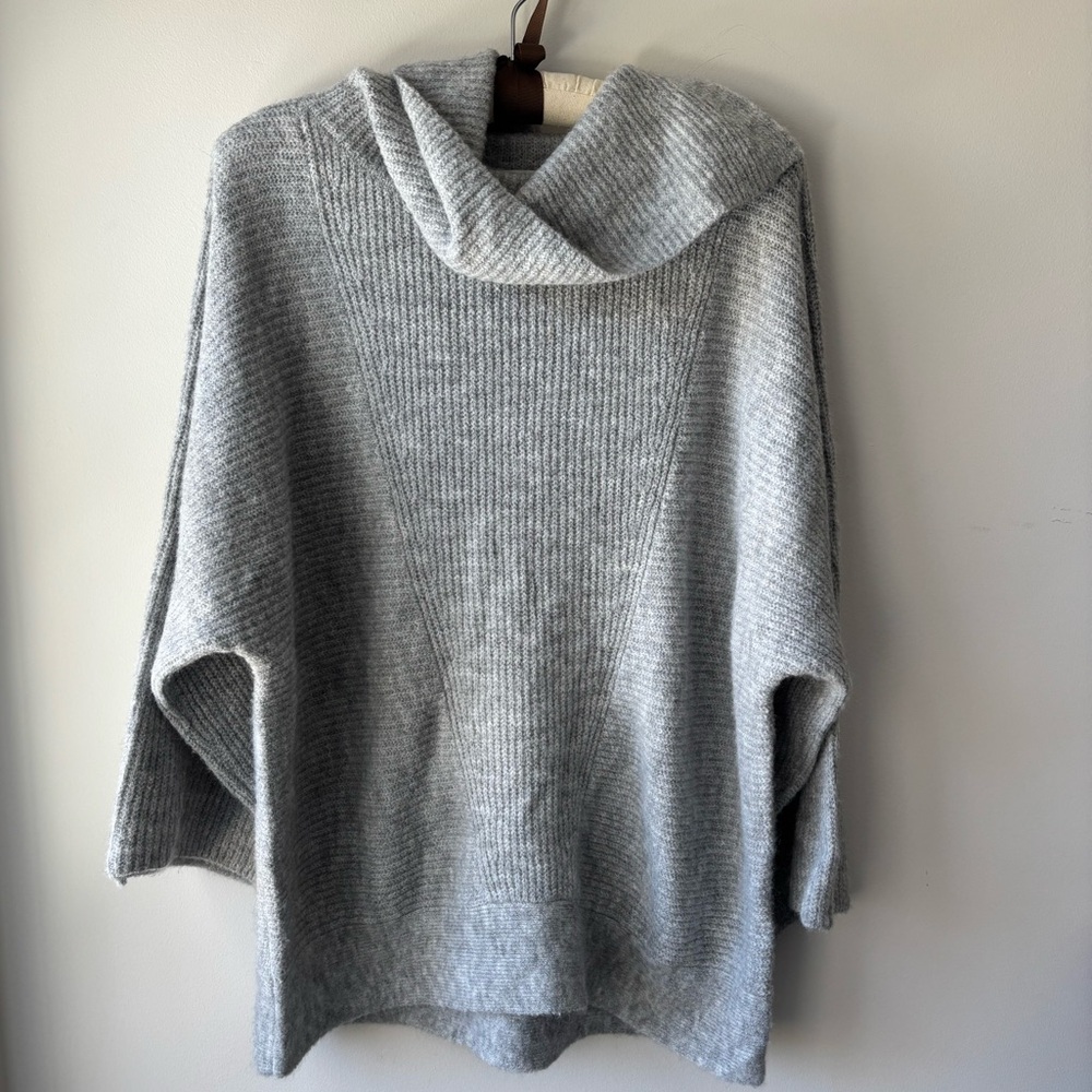 Neiman Marcus Heather Gray Cowl Neck Sweater